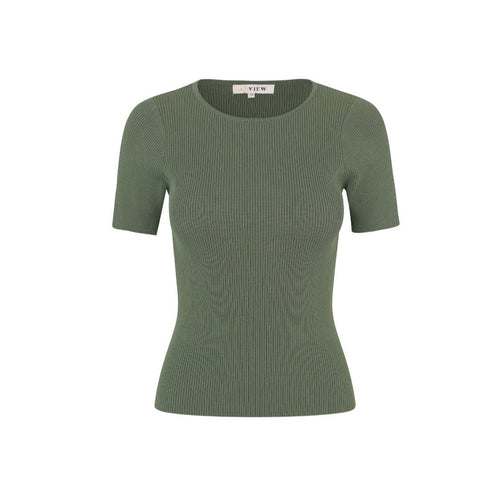 A-VIEW Rib Knit Short Sleeve Top